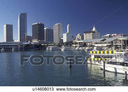 Biscayne Bay, Miami, FL, Florida, Atlantic Ocean, Bayside Marketplace, a shopping, dining, entertainment mecca, on Biscayne Bay and skyline of downtown Miami. View Large Photo Image Stock Image - Biscayne Bay, Miami, FL, Florida, Atlantic Ocean, Bayside Marketplace, a shopping, dining, entertainment mecca, on Biscayne Bay and skyline of downtown Miami.. Fotosearch
