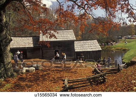 Blue Ridge, grist mill, VA, Virginia, People walking around Mabry Mill along the Blue Ridge Parkway in autumn in Virginia. View Large Photo Image Picture - Blue Ridge, grist mill, VA, Virginia, People walking around Mabry Mill along the Blue Ridge Parkway in autumn in Virginia.. Fotosearch