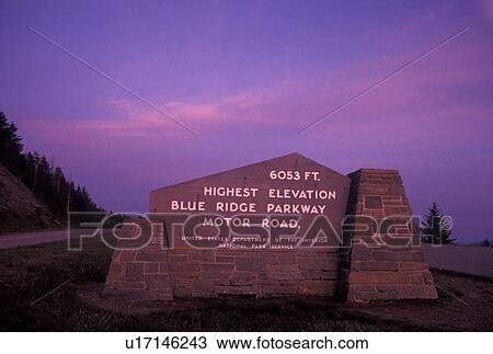 Blue Ridge Parkway, NC, North Carolina, Highest elevation sign on the Blue Ridge Parkway, 6053 feet, in North Carolina. View Large Photo Image Stock Image - Blue Ridge Parkway, NC, North Carolina, Highest elevation sign on the Blue Ridge Parkway, 6053 feet, in North Carolina.. Fotosearch