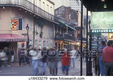 Bourbon Street, French Quarter, New Orleans, LA, Louisiana, Night life along Bourbon Street in the French Quarter in New Orleans. View Large Photo Image Stock Photo - Bourbon Street, French Quarter, New Orleans, LA, Louisiana, Night life along Bourbon Street in the French Quarter in New Orleans. . Fotosearch