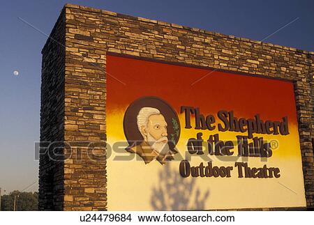 Picture -  Branson, MO, Missouri, Entrance sign to The Shepherd of the Hills Outdoor Theatre in Branson.. Fotosearch