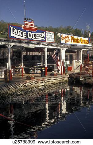 Stock Photo -  Branson, MO, Missouri, Sightseeing Cruise Dock on Lake Taneycomo in Branson.. Fotosearch