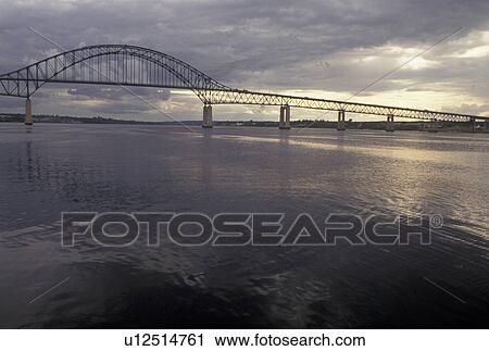 Stock Image -  bridge, Chatham, New Brunswick, Gulf of Saint Lawrence, NB, Canada, Chatham Bridge crossing Miramichi Bay in Chatham in New Brunswick.. Fotosearch