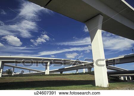 Stock Image -  bridges, overpass, roads, Atlanta, GA, Georgia, Interstate 85 and 285 bridges at the Tom Moreland Interchange (Spaghetti Junction) in Atlanta. . Fotosearch