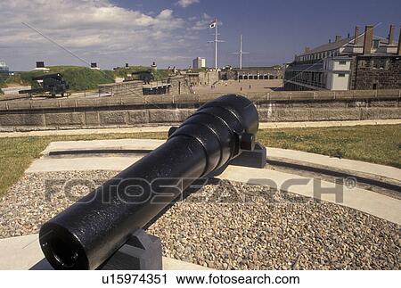 Stock Image -  cannon, fort, Citadel, Halifax, Nova Scotia, NS, Canada, Cannon displayed at the Halifax Citadel National Historic Site in Halifax in Nova Scotia. . Fotosearch