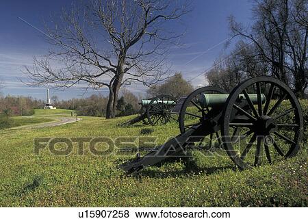 Stock Photo -  cannon, Vicksburg National Military Park, Mississippi, Vicksburg, MS, Cannons displayed at Vicksburg Nat'l Military Park in Mississippi.. Fotosearch