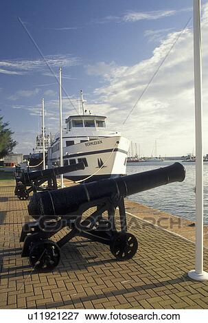 cannons, Bermuda, The West End, Sandy's Parish, Cannons on the waterfront at the Royal Naval Dockyard at the end of Ireland Island in Sandy's Parish in Bermuda. View Large Photo Image Stock Photo - cannons, Bermuda, The West End, Sandy's Parish, Cannons on the waterfront at the Royal Naval Dockyard at the end of Ireland Island in Sandy's Parish in Bermuda. . Fotosearch