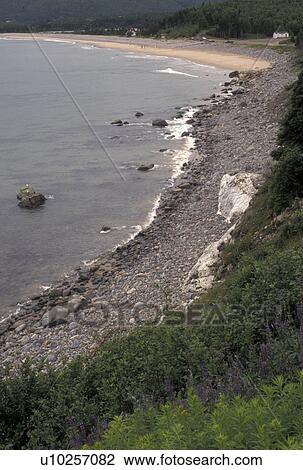 Cape Breton, Ingonish Beach, Cabot Trail, Nova Scotia, NS, Canada, Atlantic Ocean, Scenic view of the rocky coastline of Ingonish Beach on Cape Breton Island on in Nova Scotia. View Large Photo Image Stock Image - Cape Breton, Ingonish Beach, Cabot Trail, Nova Scotia, NS, Canada, Atlantic Ocean, Scenic view of the rocky coastline of Ingonish Beach on Cape Breton Island on in Nova Scotia. . Fotosearch