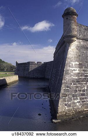 Stock Image -  Castillo de San Marcos National Monument, St. Augustine, FL, Florida, Spanish fortress, Castillo de San Marcos Nat'l Monument, the oldest masonry fort in the United States, in the Old City of Saint Augustine.. Fotosearch