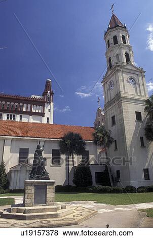 Stock Photo -  cathedral, St. Augustine, FL, Florida, Cathedral of St. Augustine, in the Old City, is the seat of the oldest Catholic parish in the USA, in Saint Augustine.. Fotosearch