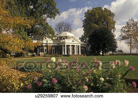 Stock Photo -  Charlottesville, VA, Monticello, estate, Virginia, Monticello, home of Thomas Jefferson, in Charlottesville in the fall. . Fotosearch