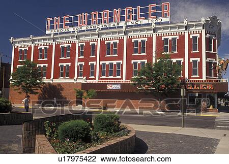 Stock Image -  Cheyenne, WY, Wyoming, The Wrangler Building in downtown Cheyenne.. Fotosearch