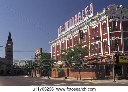 Cheyenne, WY, Wyoming, The Wrangler Building in downtown Cheyenne. View Large Photo Image Stock Photograph - Cheyenne, WY, Wyoming, The Wrangler Building in downtown Cheyenne.. Fotosearch