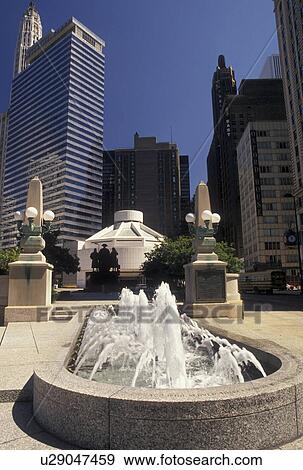 Chicago, IL, city park, fountain, Illinois, Fountain in a city plaza in downtown Chicago. View Large Photo Image Stock Photo - Chicago, IL, city park, fountain, Illinois, Fountain in a city plaza in downtown Chicago.. Fotosearch