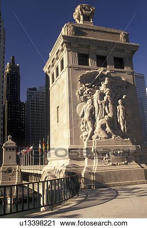 Chicago, IL, Illinois, Sculpture on Michigan Avenue Bridge in downtown Chicago. View Large Photo Image Stock Image - Chicago, IL, Illinois, Sculpture on Michigan Avenue Bridge in downtown Chicago.. Fotosearch