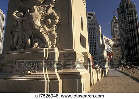 Chicago, IL, Illinois, Sculpture on Michigan Avenue Bridge in downtown Chicago. View Large Photo Image Stock Photograph - Chicago, IL, Illinois, Sculpture on Michigan Avenue Bridge in downtown Chicago.. Fotosearch