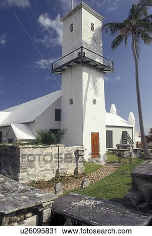 Stock Image -  church, Bermuda, St. George's Parish, St. Peter's Church (oldest Anglican church) in St George in Bermuda.. Fotosearch