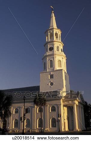 church, Charleston, South Carolina, SC, St. Michael's Episcopal Church along Broad Street in downtown Charleston. View Large Photo Image Picture - church, Charleston, South Carolina, SC, St. Michael's Episcopal Church along Broad Street in downtown Charleston.. Fotosearch