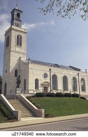 Stock Image -  church, Fulton, MO, Missouri, Church of St. Mary the Virgin, Aldermanbury, at Winston Churchill Memorial and Library on the campus of Westminster College in Fulton.. Fotosearch