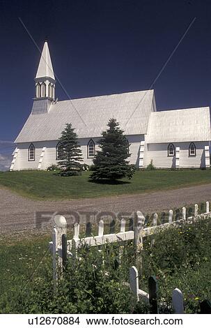 Picture -  church, Gaspe Peninsula, Quebec, Canada, Acadian church on the Gaspe Peninsula in Quebec.. Fotosearch