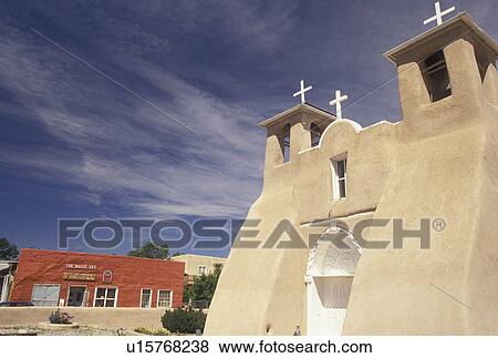church, Taos, mission, NM, New Mexico, San Francisco De Asis a mission church that exemplifies Franciscan Old World architecture in Taos. View Large Photo Image Stock Photo - church, Taos, mission, NM, New Mexico, San Francisco De Asis a mission church that exemplifies Franciscan Old World architecture in Taos.. Fotosearch