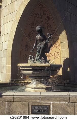 Picture -  Cinderella, Disney World, Orlando, FL, Lake Buena Vista, Magic Kingdom, Florida, Cinderella Fountain in the Magic Kingdom at Walt Disney World in Lake Buena Vista.. Fotosearch