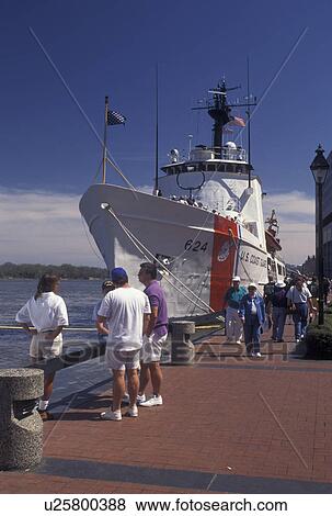 Coast Guard, Savannah, GA, Georgia, People touring the Duntless the U. S. Coast Guard Boat docked along the Historic River Front along the Savannah River in Savannah. View Large Photo Image Stock Photo - Coast Guard, Savannah, GA, Georgia, People touring the Duntless the U. S. Coast Guard Boat docked along the Historic River Front along the Savannah River in Savannah.. Fotosearch