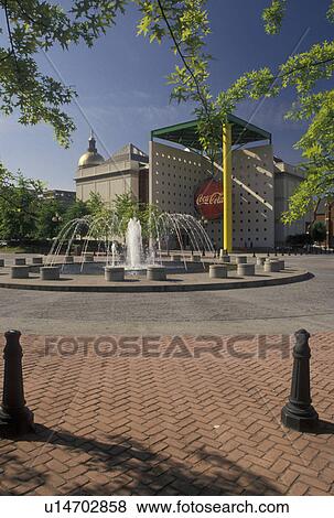 coca cola, Atlanta, GA, Underground Atlanta, Georgia, Fountain at the plaza outside World of Coca-Cola Atlanta in downtown Atlanta. View Large Photo Image Stock Photo - coca cola, Atlanta, GA, Underground Atlanta, Georgia, Fountain at the plaza outside World of Coca-Cola Atlanta in downtown Atlanta. . Fotosearch