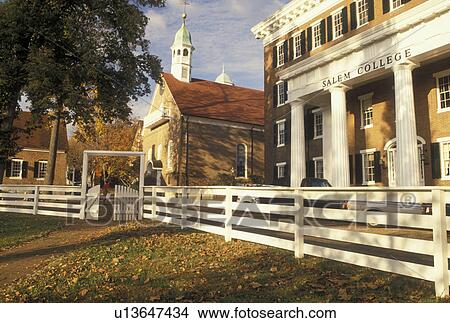 college, Moravian, Winston-Salem, NC, North Carolina, Home Moravian Church and Salem College in Salem Square in Old Salem, a living history restoration of the Moravian Church town of Salem founded in 1766, in Winston-Salem in the fall. View Large Photo Image Picture - college, Moravian, Winston-Salem, NC, North Carolina, Home Moravian Church and Salem College in Salem Square in Old Salem, a living history restoration of the Moravian Church town of Salem founded in 1766, in Winston-Salem in the fall.. Fotosearch