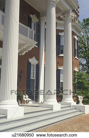 Stock Image -  columns, Holly Springs, mansion, MS, Mississippi, Walter Place built in 1859 in Holly Springs. . Fotosearch
