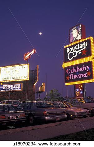 country music, Branson, dinner theater, MO, Missouri, 76 Country Boulevard, The Strip, Roy Clark's Celebrity Theatre in Branson in the evening. View Large Photo Image Picture - country music, Branson, dinner theater, MO, Missouri, 76 Country Boulevard, The Strip, Roy Clark's Celebrity Theatre in Branson in the evening.. Fotosearch