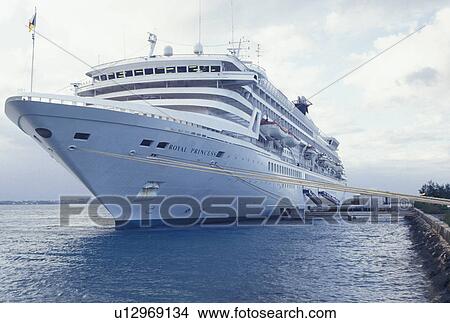 Picture -  cruise ship, Bermuda, The West End, Sandy's Parish, Royal Princess docked at the Cruise Ship Terminal at the Royal Naval Dockyard at the end of Ireland Island in Sandy's Parish in Bermuda. . Fotosearch