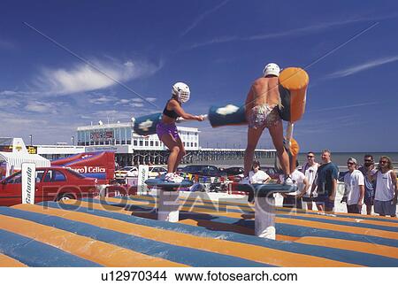Picture -  Daytona Beach, FL, Florida, Gladiator Game on the beach at Spring Break in Daytona Beach.. Fotosearch