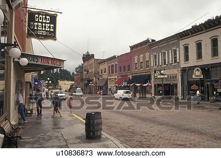 Deadwood, SD, South Dakota, Black Hills, Shops along the main street in downtown Deadwood a National Historic Landmark. View Large Photo Image Stock Image - Deadwood, SD, South Dakota, Black Hills, Shops along the main street in downtown Deadwood a National Historic Landmark.. Fotosearch