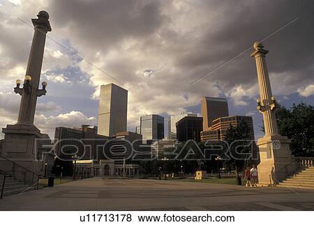 Denver, CO, Colorado, Skyline of downtown Denver from Civic Center Park. View Large Photo Image Stock Photo - Denver, CO, Colorado, Skyline of downtown Denver from Civic Center Park.. Fotosearch