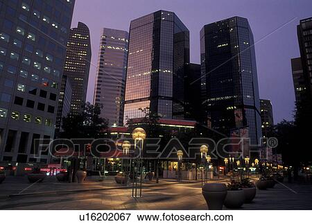 Denver, CO, skyline, Colorado, Downtown Denver in the evening. View Large Photo Image Stock Photo - Denver, CO, skyline, Colorado, Downtown Denver in the evening.. Fotosearch