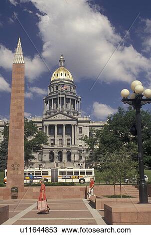 Stock Image -  Denver, State Capitol, CO, State House, Colorado, The Colorado State Capitol Building and Civic Center Park in downtown Denver.. Fotosearch
