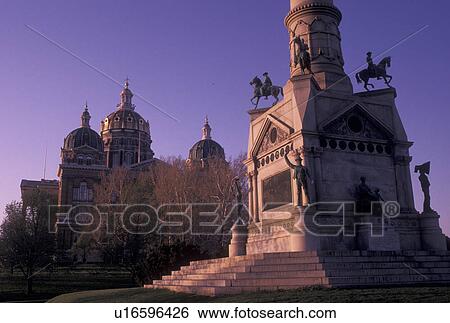 Des Moines, IA, State Capitol, Iowa, State House, Monument outside the Iowa State Capitol in the capital city of Des Moines. View Large Photo Image Stock Photograph - Des Moines, IA, State Capitol, Iowa, State House, Monument outside the Iowa State Capitol in the capital city of Des Moines.. Fotosearch