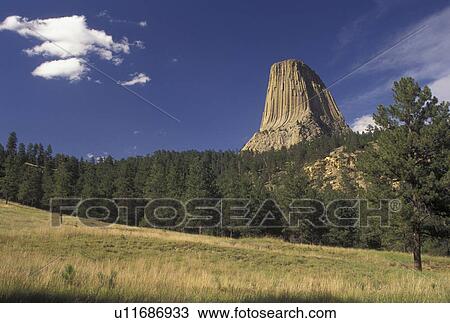Devils Tower National Monument, WY, Wyoming, Scenic view of Devils Tower at Devils Tower Nat'l Monument in Wyoming. View Large Photo Image Stock Image - Devils Tower National Monument, WY, Wyoming, Scenic view of Devils Tower at Devils Tower Nat'l Monument in Wyoming.. Fotosearch