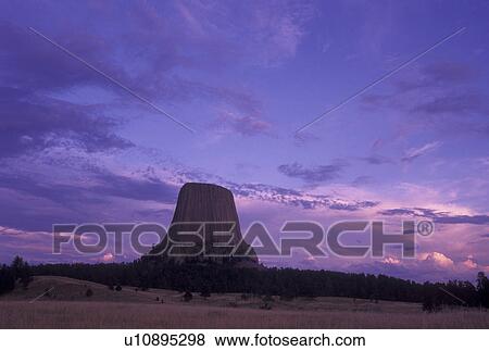 Devils Tower National Monument, WY, Wyoming, Scenic view of Devils Tower at Devils Tower Nat'l Monument in Wyoming. View Large Photo Image Stock Photo - Devils Tower National Monument, WY, Wyoming, Scenic view of Devils Tower at Devils Tower Nat'l Monument in Wyoming.. Fotosearch
