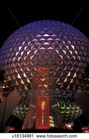 Disney World, Epcot, Orlando, FL, Lake Buena Vista, Florida, Spaceship Earth in Epcot Center illuminated at night at Walt Disney World in Lake Buena Vista. View Large Photo Image Stock Image - Disney World, Epcot, Orlando, FL, Lake Buena Vista, Florida, Spaceship Earth in Epcot Center illuminated at night at Walt Disney World in Lake Buena Vista. . Fotosearch