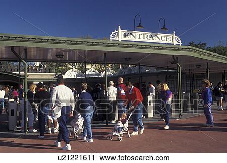 Disney World, FL, Orlando, Lake Buena Vista, Florida, Crowd of people at the entrance to the Magic Kingdom at Walt Disney World in Lake Buena Vista. View Large Photo Image Stock Image - Disney World, FL, Orlando, Lake Buena Vista, Florida, Crowd of people at the entrance to the Magic Kingdom at Walt Disney World in Lake Buena Vista.. Fotosearch