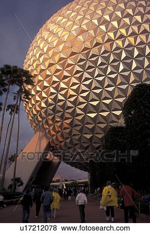 Disney World, Orlando, FL, Epcot, Lake Buena Vista, Florida, People walk around Spaceship Earth in Epcot Center at Walt Disney World in Lake Buena Vista. View Large Photo Image Stock Photo - Disney World, Orlando, FL, Epcot, Lake Buena Vista, Florida, People walk around Spaceship Earth in Epcot Center at Walt Disney World in Lake Buena Vista. . Fotosearch