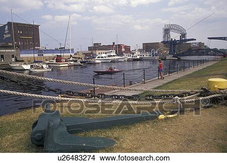 Duluth, MN, Minnesota, Lake Superior, View of the waterfront and Minnesota Slip Bridge on Duluth Harbor in Duluth. View Large Photo Image Picture - Duluth, MN, Minnesota, Lake Superior, View of the waterfront and Minnesota Slip Bridge on Duluth Harbor in Duluth.. Fotosearch
