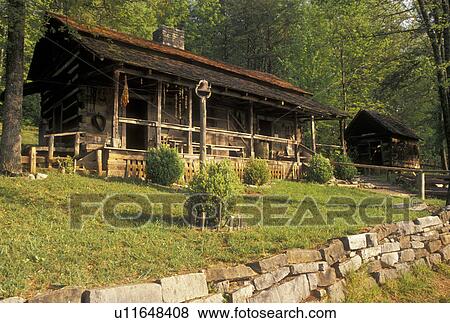 Stock Photo -  farm, Norris, TN, Tennessee, House on the farm at the Museum of Appalachia a pioneer mountain village in Norris.. Fotosearch