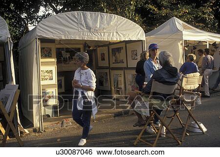 Stock Photograph -  festival, Atlanta, GA, Georgia, Artists' Booths at the Atlanta Arts Festival in Piedmont Park in Atlanta.. Fotosearch