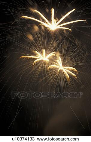 Stock Image -  fireworks, Jackson, WY, Wyoming, Fireworks display on the 4th of July in Jackson.. Fotosearch