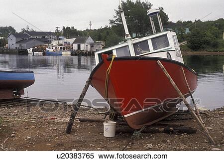 fishing boat, Cape Breton, Cabot Trail, Nova Scotia, NS, Canada, Fishing boats at low tide in the village of Dingwall on Cape Breton Island on in Nova Scotia. View Large Photo Image Stock Photography - fishing boat, Cape Breton, Cabot Trail, Nova Scotia, NS, Canada, Fishing boats at low tide in the village of Dingwall on Cape Breton Island on in Nova Scotia. . Fotosearch