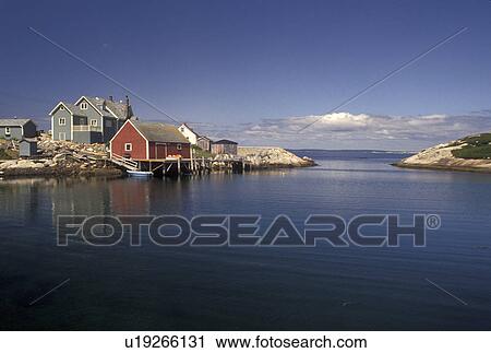 Stock Image -  fishing village, Peggy's Cove, Nova Scotia, NS, Canada, Atlantic Ocean, Scenic view of the fishing village of Peggy's Cove in Nova Scotia. . Fotosearch