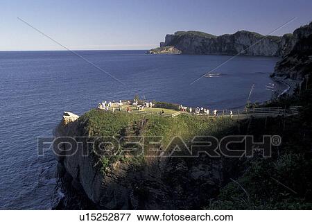 Forillon National Park, Canada, Gaspe Peninsula, Quebec, People at overlook on Cap Bon Ami in Forillon National Park on the Gaspe Peninsula on the Gulf of St. Lawrence in Quebec. View Large Photo Image Stock Photo - Forillon National Park, Canada, Gaspe Peninsula, Quebec, People at overlook on Cap Bon Ami in Forillon National Park on the Gaspe Peninsula on the Gulf of St. Lawrence in Quebec.. Fotosearch